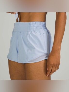 Lululemon Hotty Hot High-Rise Lined Short 2.5" Light Blue Linen Size 2